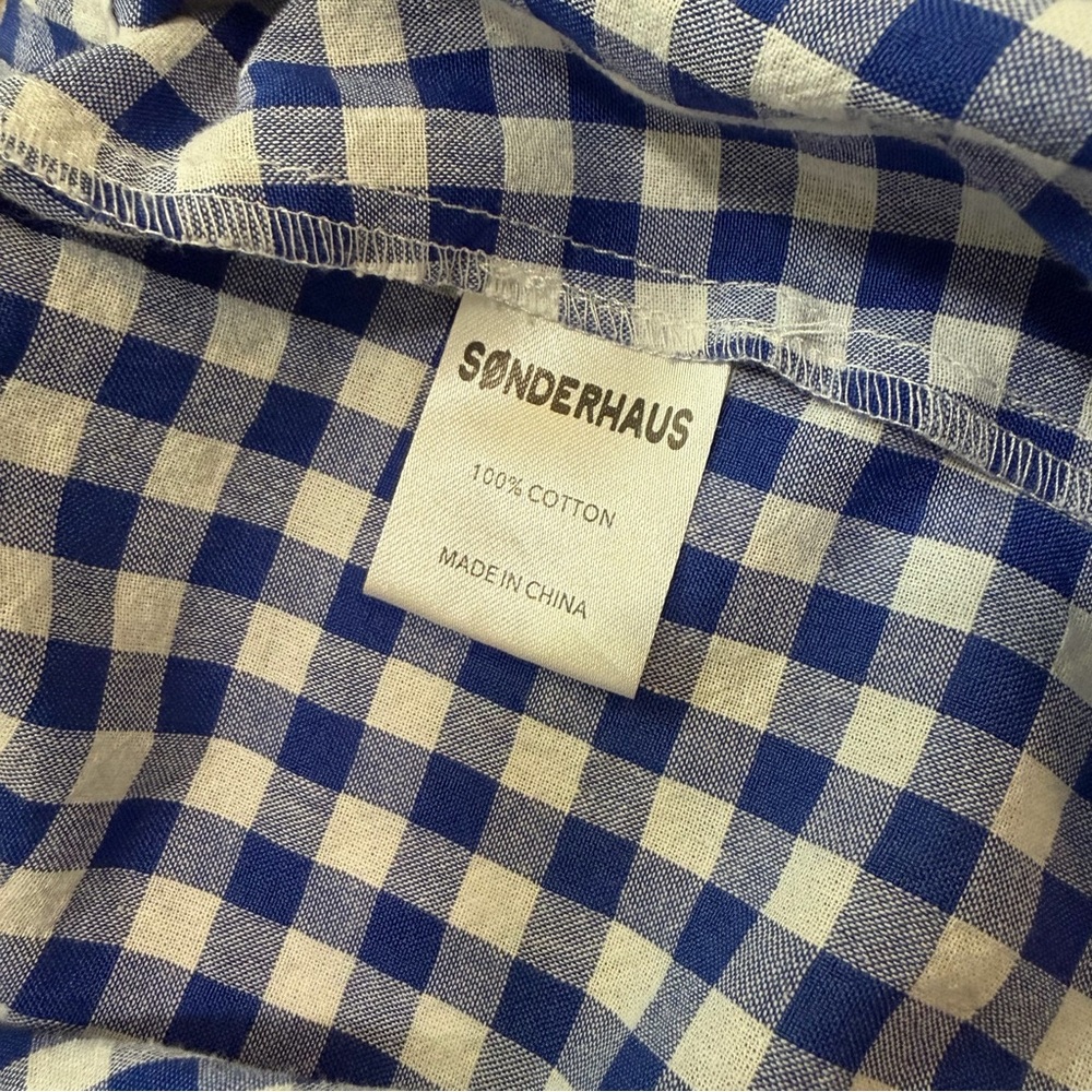 Sonderhaus Perfect Pants Wide Leg 100% Cotton Size XS Blue Gingham - Picture 7 of 11